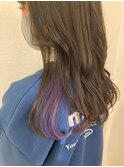 インナーカラー_マロンベージュ Aラインボブ かきあげ
