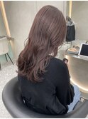 ★斜めバングミディアムヘアグレージュカラーシルキーベージュ★