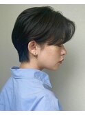 ハンサムショートパーマニュアンスパーマ黒髪耳かけ10代20代