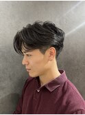 センターパートニュアンスパーマメンズカットカルマパーマ