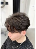 フェザーパーマ/フェザーショート/センターパート