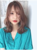 ラベンダーミルクティー刈り上げマッシュショートくすみベージュ