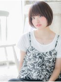 モカブラウンフレンチカジュアル丸みボブa小山10代20代30代