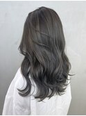 ロング顔周りレイヤー美髪グレージュ_ba422583