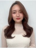 ミニウルフチェリーブラウンブリーチなしレイヤー韓国前髪/韓国