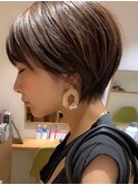 暗めカラーグランマッシュショートボブ