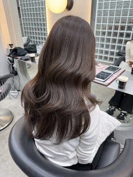 オリーブグレー/レイヤーカット/黒髪/マロンベージュ/