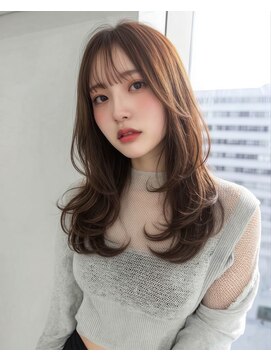 プライズ 表参道原宿店(prize) レイヤーカットくびれヘアサイドバング前髪シースルーブラウン