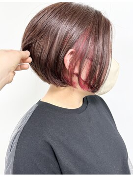 モリオフロムロンドン 原宿本店(morio from London) 【morio原宿】程よい透け感　インナーカラー　丸みショートボブ