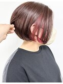 【morio原宿】程よい透け感 インナーカラー 丸みショートボブ