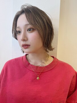 ロンドアベニール 北千住(Lond avenir) 切りっぱなしボブ　美髪縮毛矯正　ピンクベージュ　北千住