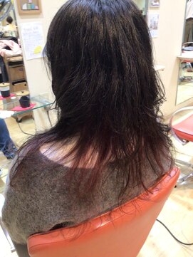 エイチエアー アルファ H'air alfa つつじヶ丘北口店 ミディアムウルフ インナーカラー ワインレッド