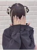 高めのツインお団子＊まゆ