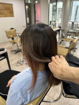 アジールヘア 所沢プロペ通り店(agir hair) ピンクベージュイヤリングカラーこなれミディ前髪イメチェン所沢