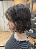 bob×強めパーマ
