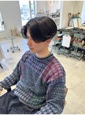 メンズカット/センターパート/刈り上げ/アッシュブラック