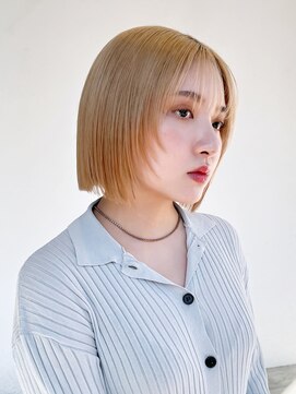 シオン(shion) くすみベージュボブルフワンレン秋色オリーブカラー_F0427