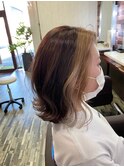 ナチュラル×ポイントブリーチ×フラッフィーボブ20代30代40代