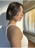 ・ミニボブ黒髪イルミナカラーショートボブ切りっぱなしボブ
