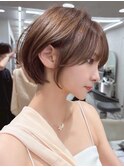 デジタルパーマミニウルフチェリーブラウンホワイトグレージュ