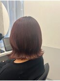 切りっぱなしボブくびれ巻きピンクラベンダー