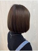 栃木大人ショートボブグレイカラー白髪染め白髪ぼかしハイライト