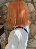 オレンジベージュ/オレンジブラウン/小顔に見せるヘア/ボブ