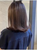＊韓国風くびれミディアムカット！シースルーバング透明感カラー
