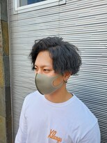 アムズヘアーファム スパイラルパーマ+ブルーブラック