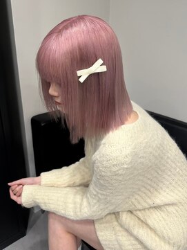 ベレーザ 渋谷(BELEZA) 7816ミルクティーピンクハイトーンカラーマッシュパーマ韓国ボブ