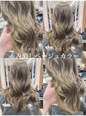 オリーブベージュ　赤み消しカラー　透明感カラーオリーブカラー