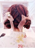編み込みふわふわツインおだんごヘア