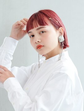 アイティーバイアルバム 八王子店(IT by ALBUM) ピンクオレンジ_マロンベージュAラインボブかきあげロング_28355