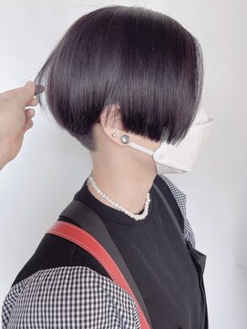 モリオフロムロンドン 原宿本店(morio from London) 【morio 原宿】刈り上げハンサムショート　紫　ブラックチェリー