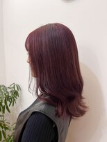 ラフ 原宿(L.a.a.g.f harajuku)&nbsp;ブリーチなしダブルカラー カシスピンク ワインレッド＠原宿