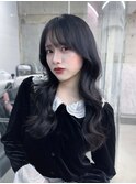 黒髪xくびれウェーブヘアはニュアンスパーマで／骨格診断カット