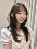 韓国風/レイヤー/前髪カット/オリーブ/透明感/ハッシュカット