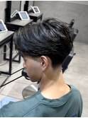 テーパーフェードニュアンスパーマセンターパートフェザーパーマ