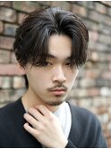 センターパートフェザーパーマシャドウパーマメンズパーマ