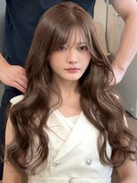 ユニ 原宿(uni)&nbsp;韓国ロングレイヤーカットブリーチなしミルクティーベージュ原宿