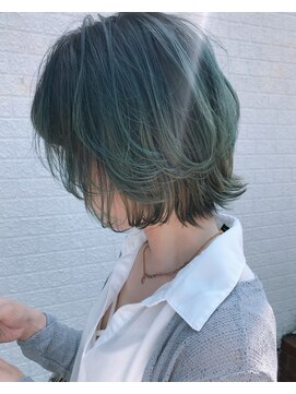 ヘアーサロン オンリーホープ(HAIR SALON ONLY HOPE) ボブウルフにターコイズグラデーション
