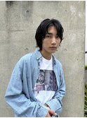 ◎メンズボブウルフメンズミディアムメンズロングワックスなし