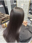 大人可愛い透明感立体感グレージュ×エアストレート