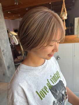 ノネ 甲賀水口店(no.ne) ショートボブ×ミルクティーベージュ