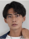 大人ゆるめニュアンスシャドウパーマメンズセンターパート