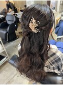 パーマヘアハーフアップ