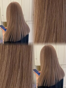 ベレーザ 渋谷(BELEZA) 17254髪質改善全頭ブリーチグレーブラウンリタッチミルクティー