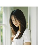 セミロング20代30代ストレートレイヤー前髪なし前髪あり越谷