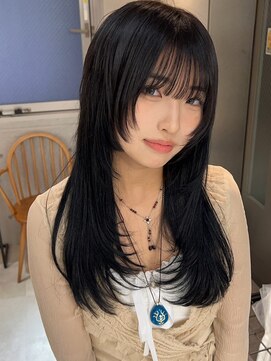 サンド 鹿児島中央(sand) 黒髪/グレーベージュ/レイヤーロング/前髪パーマ[鹿児島駅]