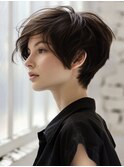 ☆ホワイトグレージュミニウルフデジタルパーマチェリーブラウン